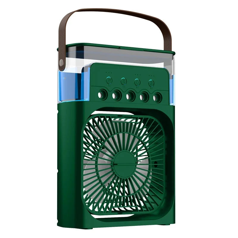 Spray fan portable household three in one small air cooler, 7-color LED night light, 5-hole humidifier, 1-3 hour timer