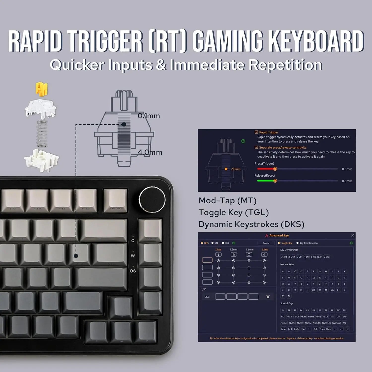 AJAZZ AK820 MAX new magnetic switch Type-C-wired only-computer gaming keyboard upgrade gasket mechanical keyboard cool RGB