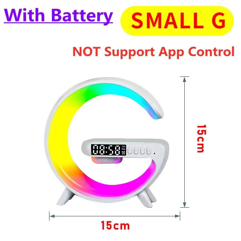 New RGB Wireless Charger & Home Desktop Multifunctional Ornament & Alarm Clock & Bluetooth Speaker & Night Light For Smartphones