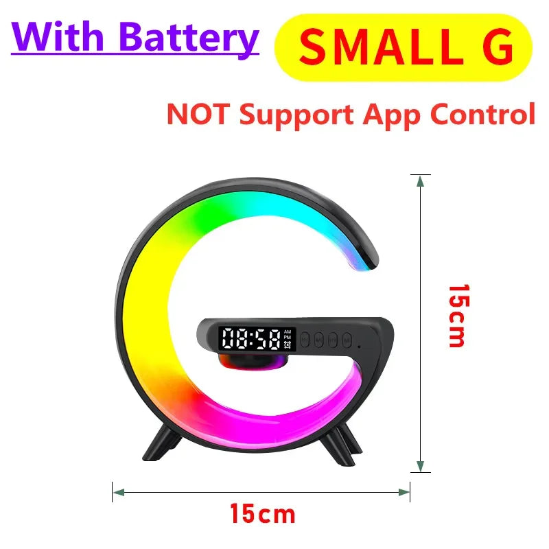 New RGB Wireless Charger & Home Desktop Multifunctional Ornament & Alarm Clock & Bluetooth Speaker & Night Light For Smartphones
