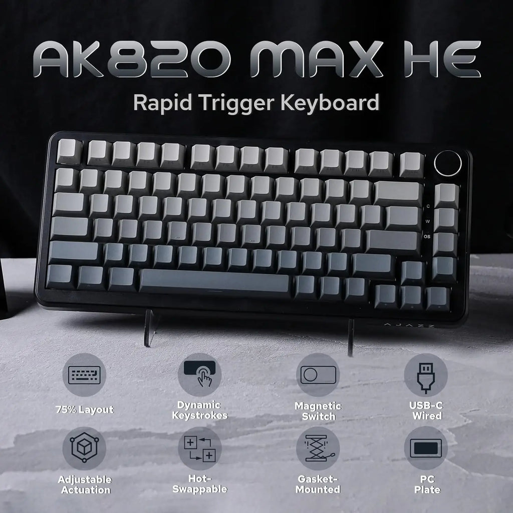 AJAZZ AK820 MAX new magnetic switch Type-C-wired only-computer gaming keyboard upgrade gasket mechanical keyboard cool RGB