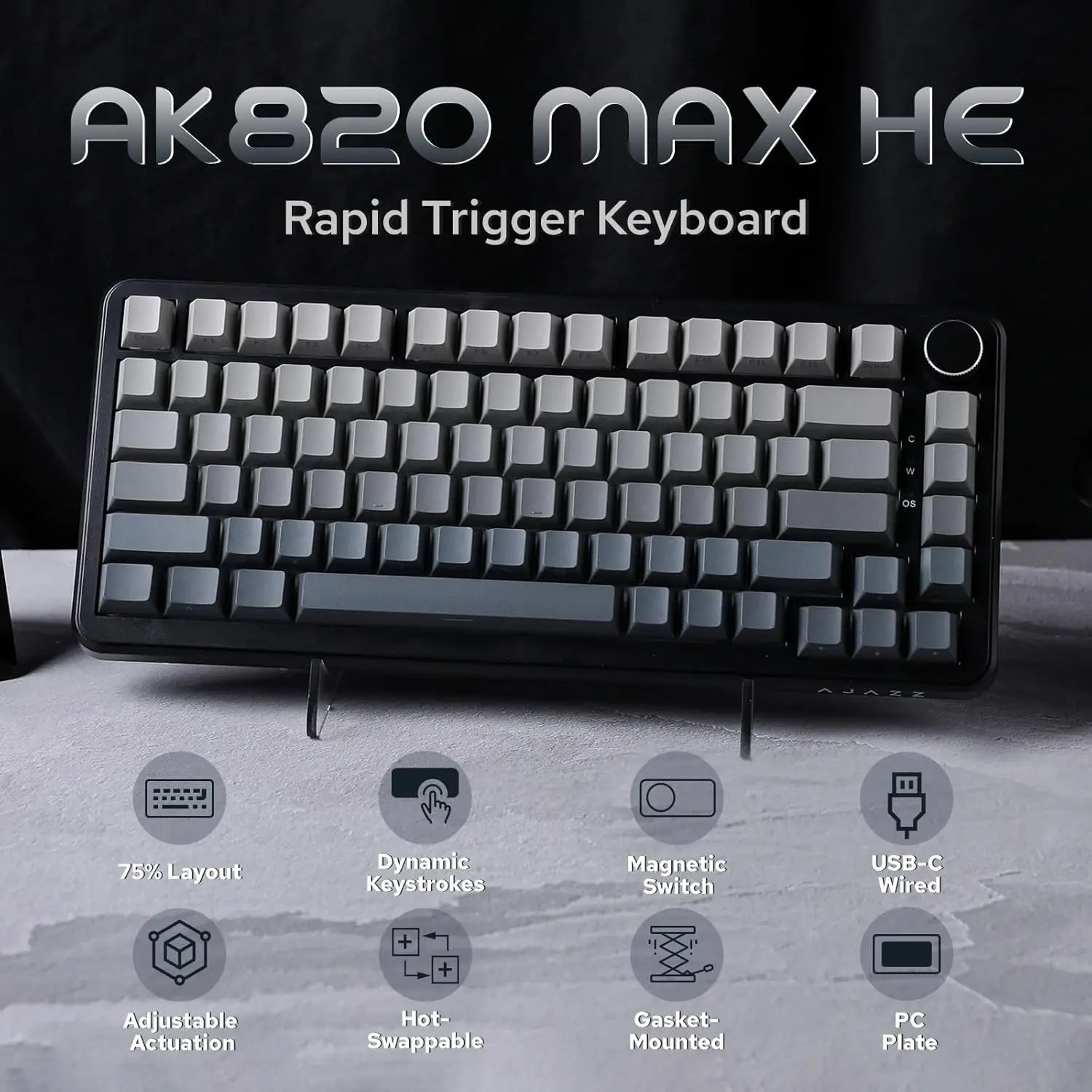 AJAZZ AK820 MAX new magnetic switch Type-C-wired only-computer gaming keyboard upgrade gasket mechanical keyboard cool RGB