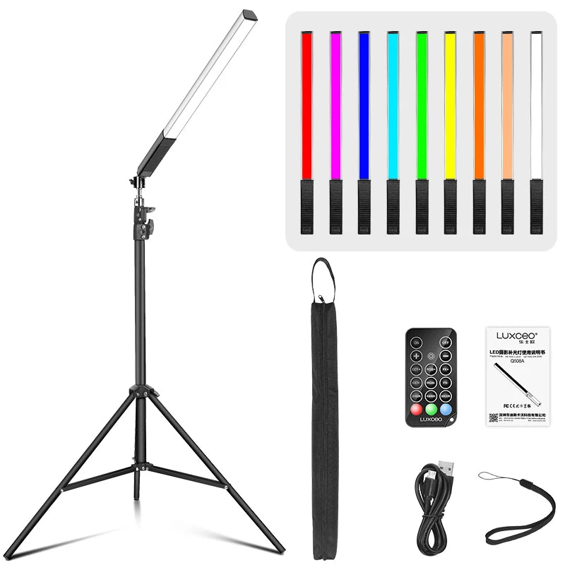 LUXCEO Q508A Handheld RGB Video Tube Light LED Stick 3000K-6000K CRI 95+ Photography Studio Colorful Light Wand For Youtube Vlog
