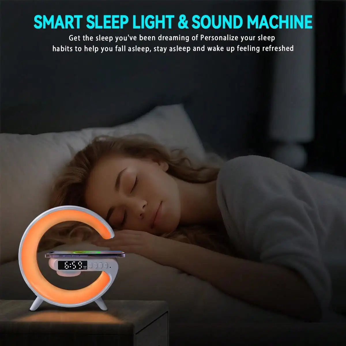 New RGB Wireless Charger & Home Desktop Multifunctional Ornament & Alarm Clock & Bluetooth Speaker & Night Light For Smartphones