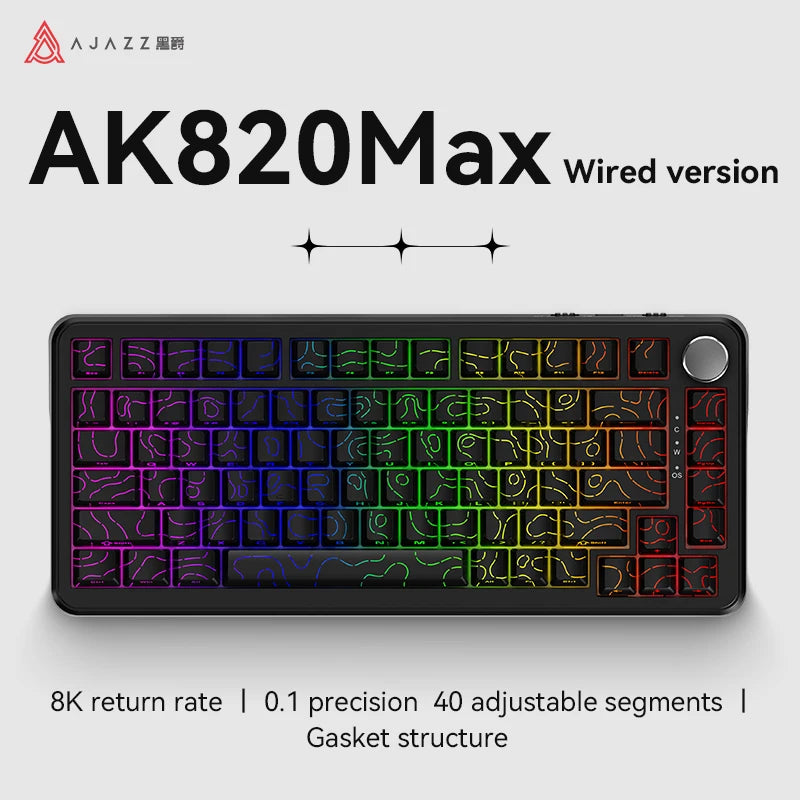 AJAZZ AK820 MAX new magnetic switch Type-C-wired only-computer gaming keyboard upgrade gasket mechanical keyboard cool RGB