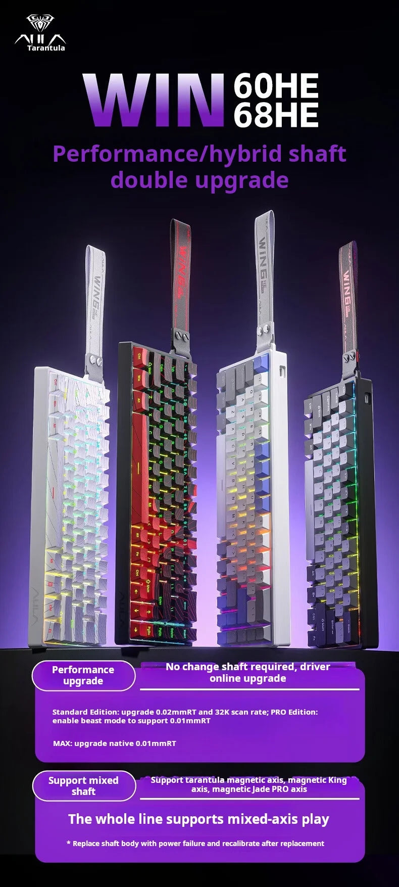 AULA WiN 60 Magnetic Axis Keyboard RT Custom Mechanical Wired Connection for Gaming with Webdriver for 8K Response Rate