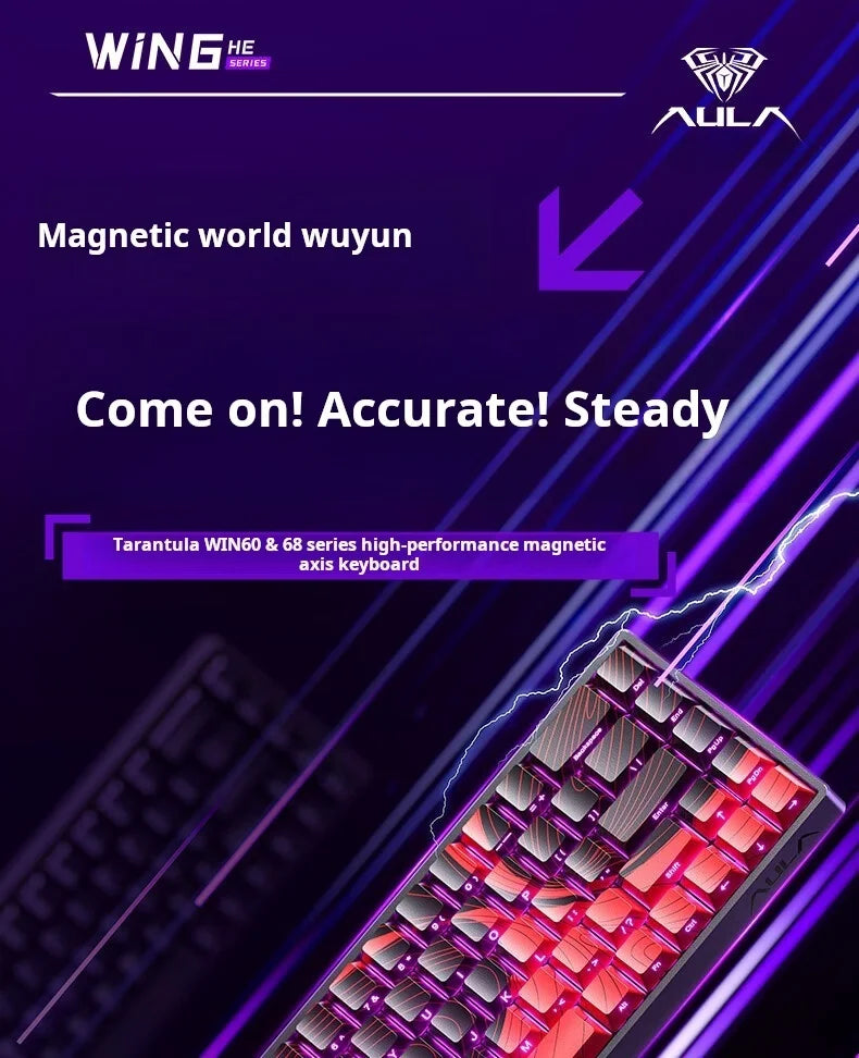 AULA WiN 60 Magnetic Axis Keyboard RT Custom Mechanical Wired Connection for Gaming with Webdriver for 8K Response Rate