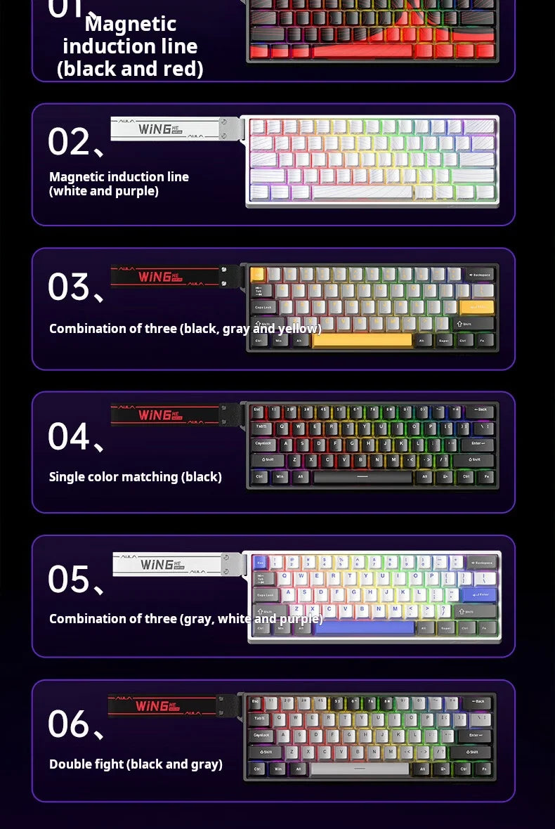 AULA WiN 60 Magnetic Axis Keyboard RT Custom Mechanical Wired Connection for Gaming with Webdriver for 8K Response Rate