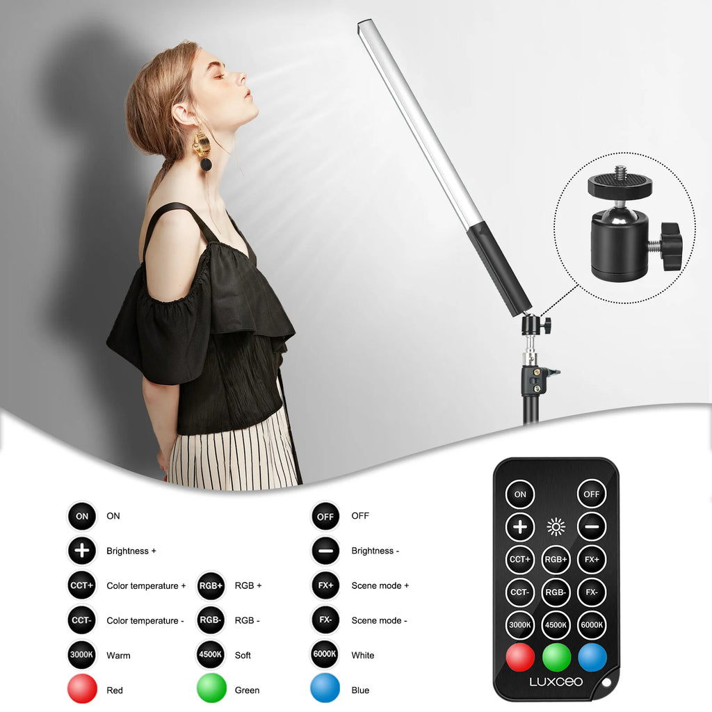 LUXCEO Q508A Handheld RGB Video Tube Light LED Stick 3000K-6000K CRI 95+ Photography Studio Colorful Light Wand For Youtube Vlog