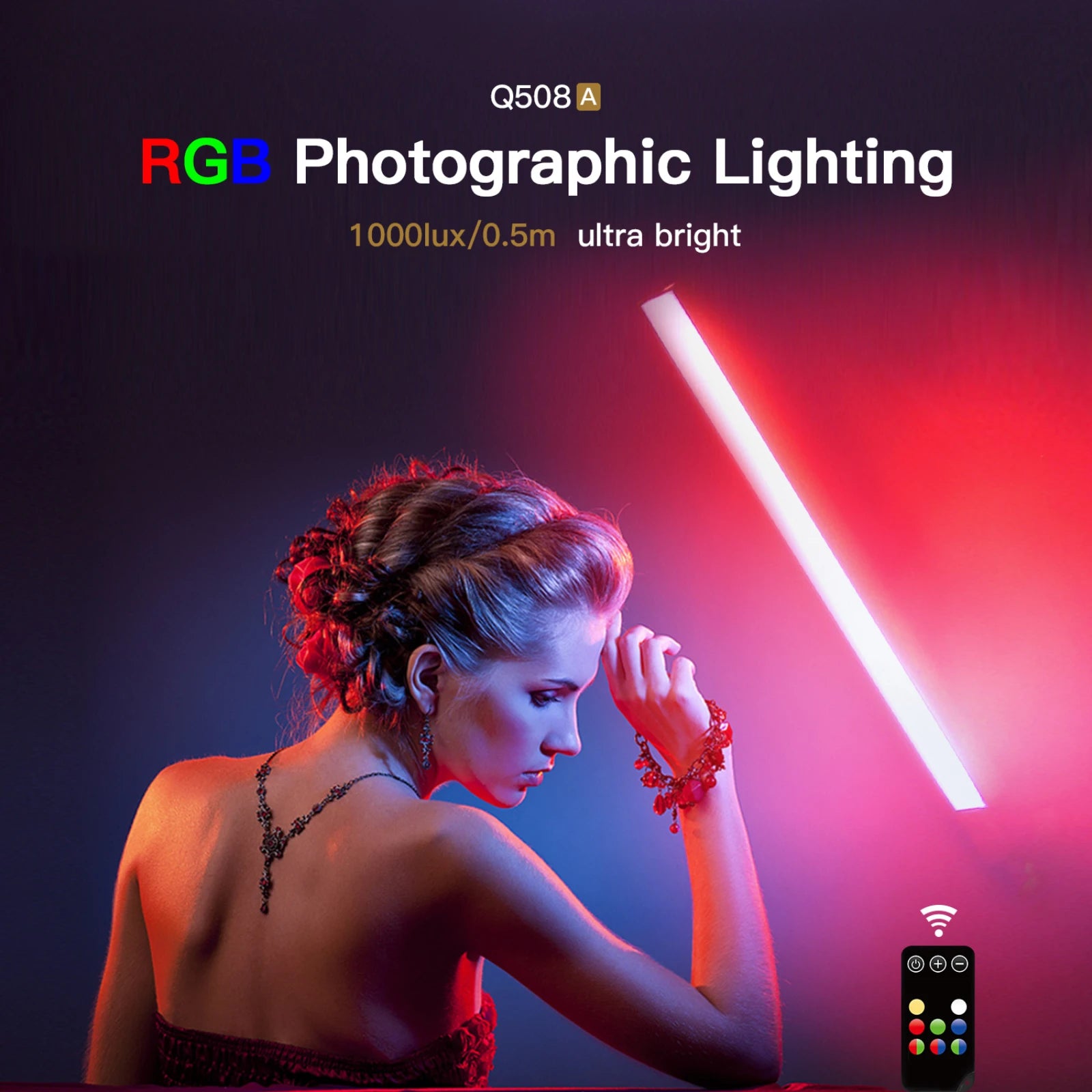 LUXCEO Q508A Handheld RGB Video Tube Light LED Stick 3000K-6000K CRI 95+ Photography Studio Colorful Light Wand For Youtube Vlog