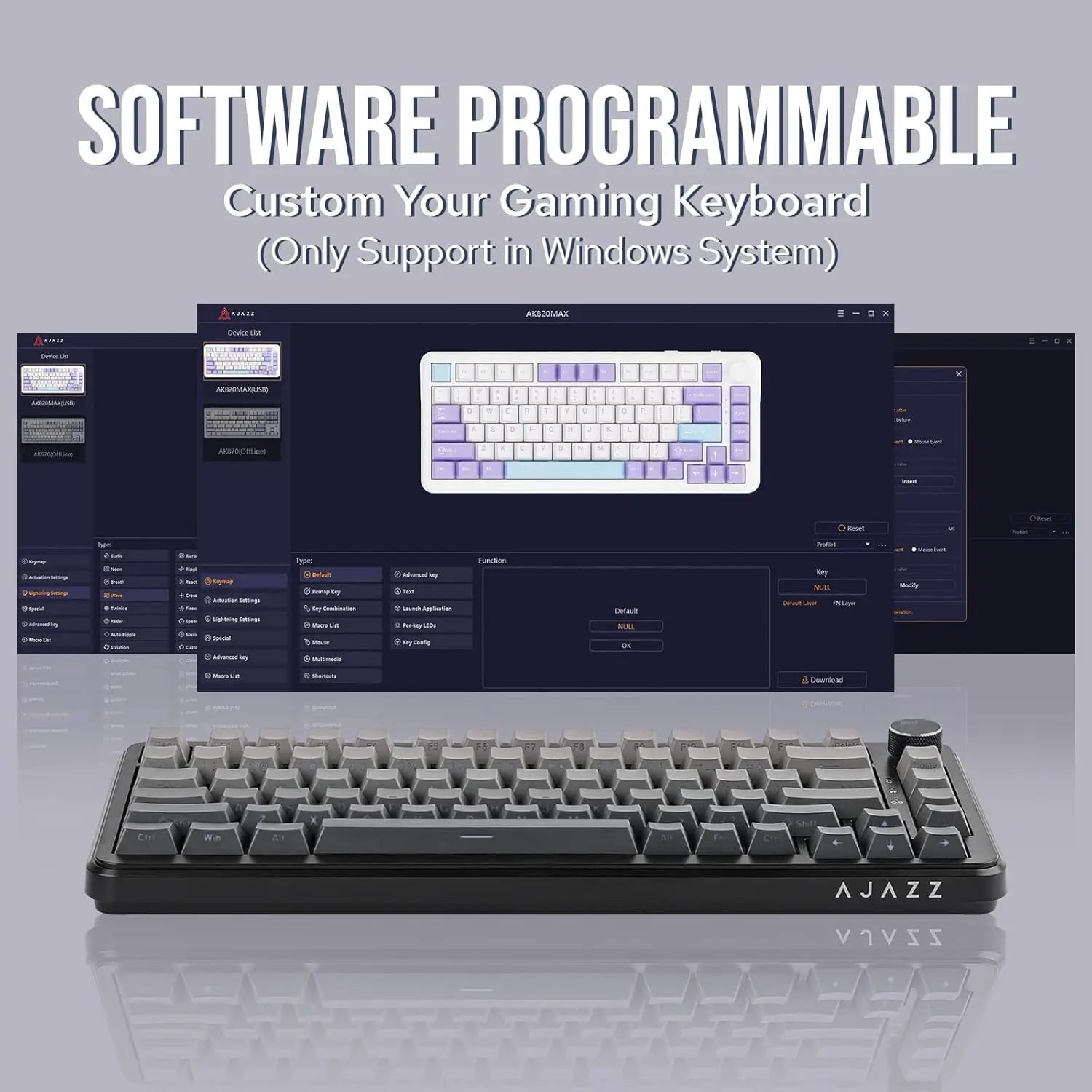 AJAZZ AK820 MAX new magnetic switch Type-C-wired only-computer gaming keyboard upgrade gasket mechanical keyboard cool RGB