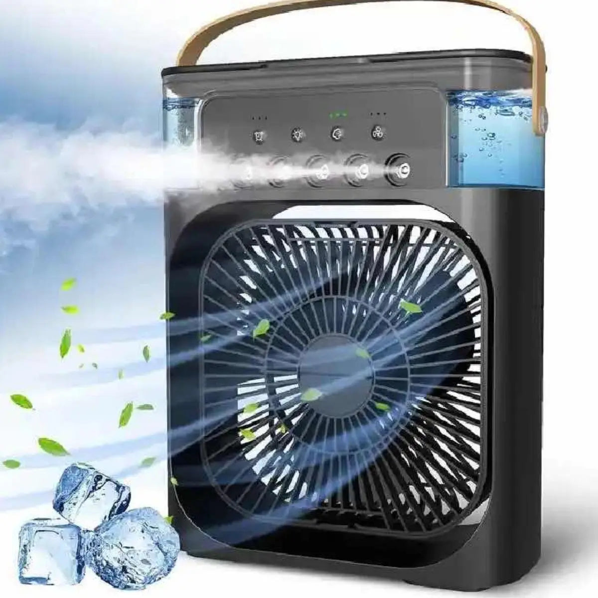 Spray fan portable household three in one small air cooler, 7-color LED night light, 5-hole humidifier, 1-3 hour timer